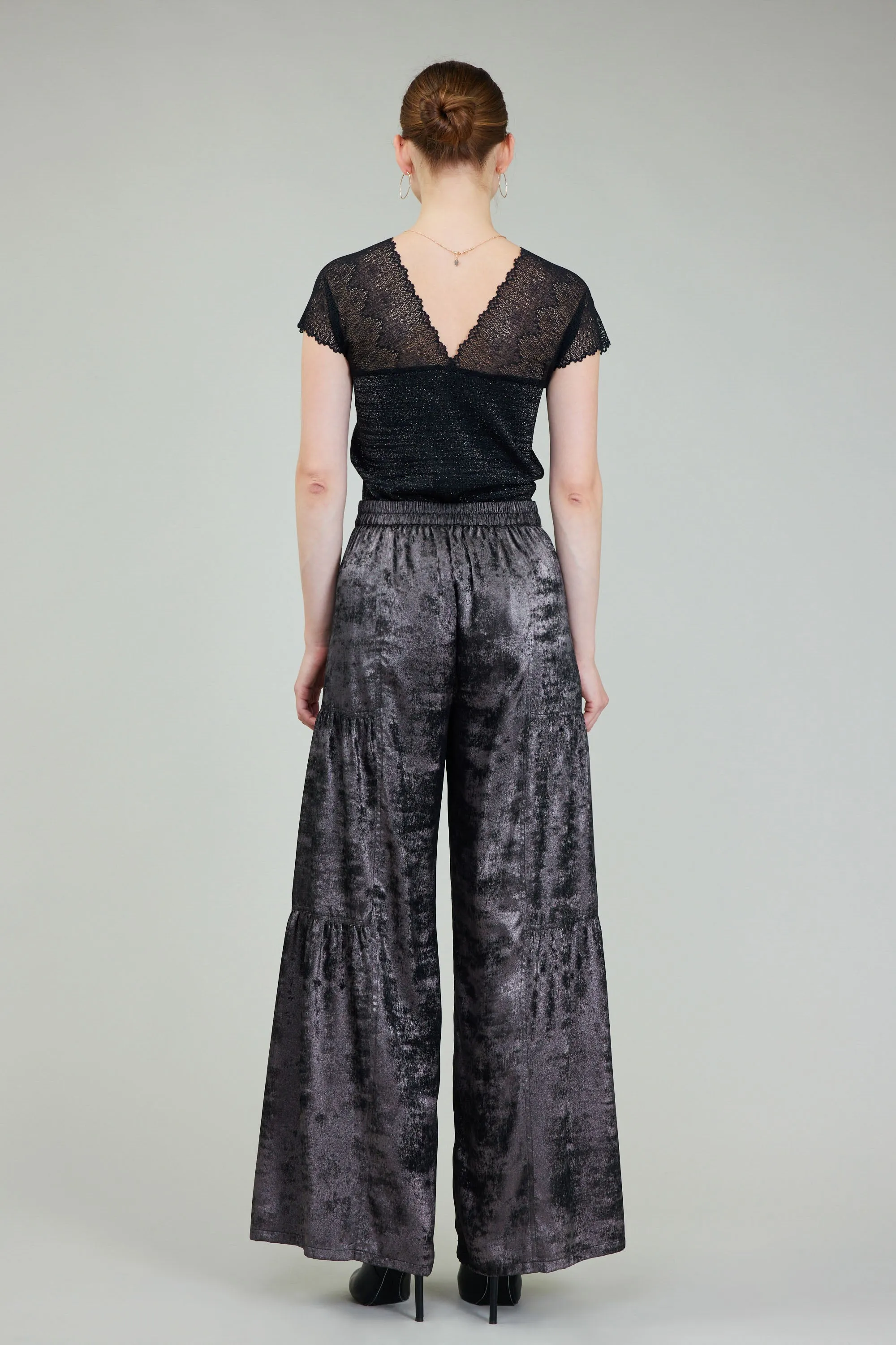 Opalescent Textured Tiered Pants