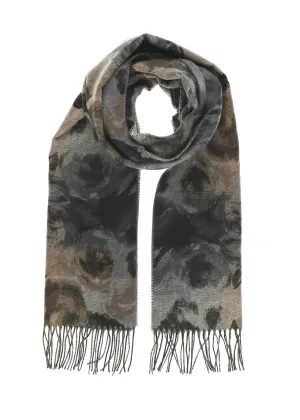 Painted Floral Scarf - Charcoal