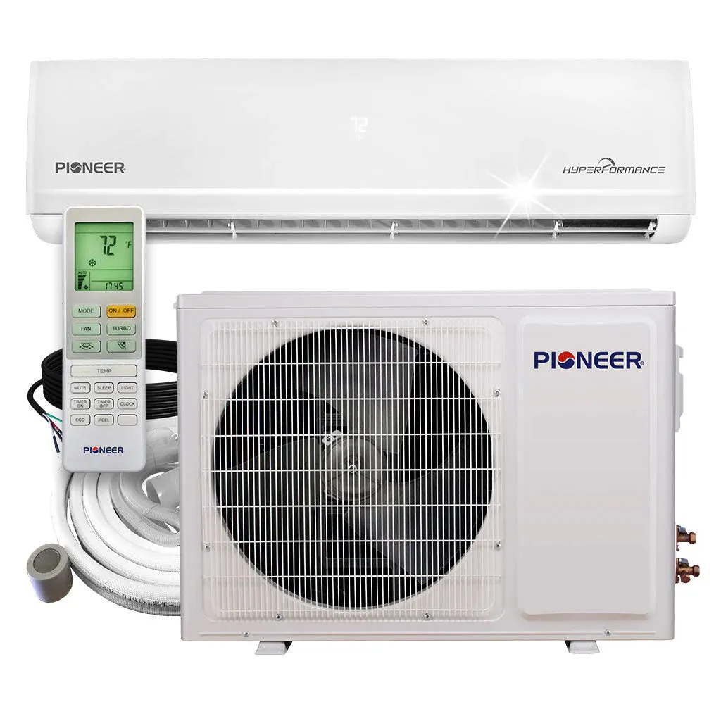 Pioneer® Hyperformance™ 12,000 BTU 23.5 SEER2 Ductless Mini Split Inverter   Energy-Star Wi-Fi Air Conditioner Hyper Heat Pump Full Set 230V