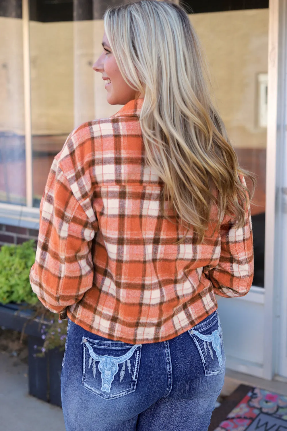 Plaid Collared Neck Button Down Jacket