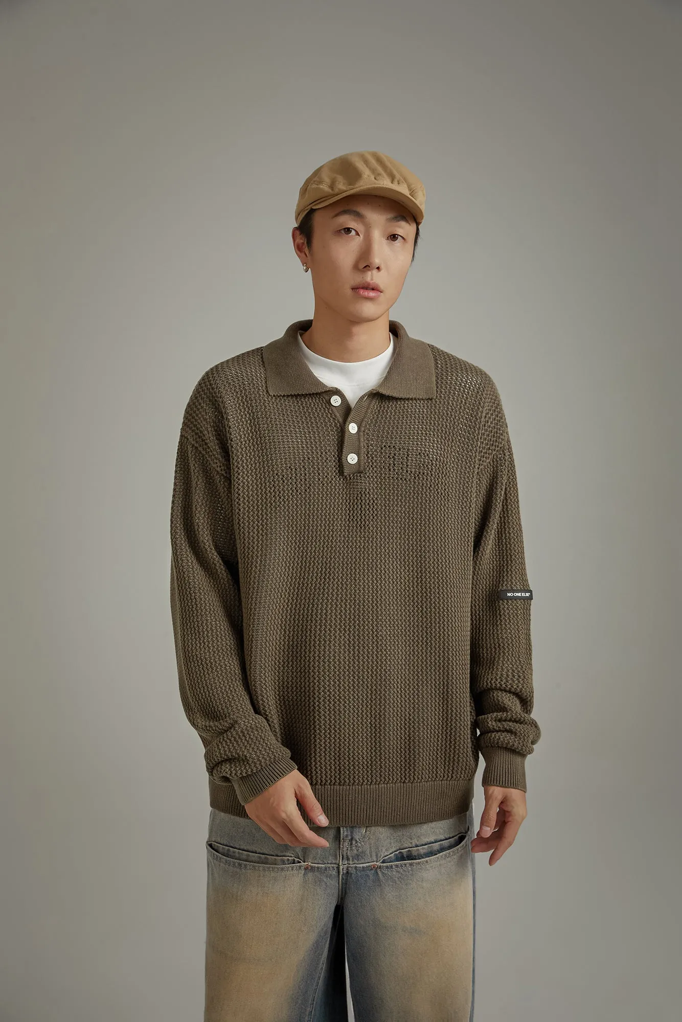 Polo Neck Loose Knit Sweater