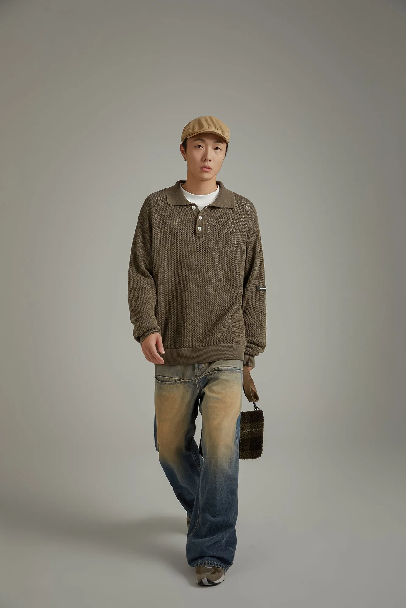 Polo Neck Loose Knit Sweater