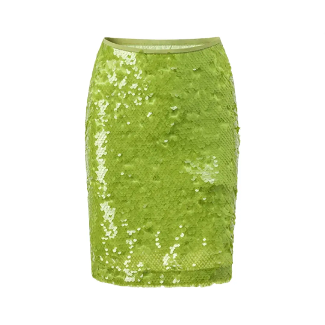 Pre Order:  Green Sequin Wrapped Hip Slim Fit Skirt