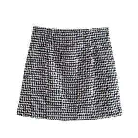 Pre Order:  Houndstooth Print Vintage Mini Skirt