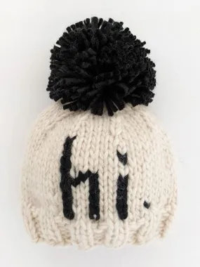 "Hi." Knit Beanie, Black