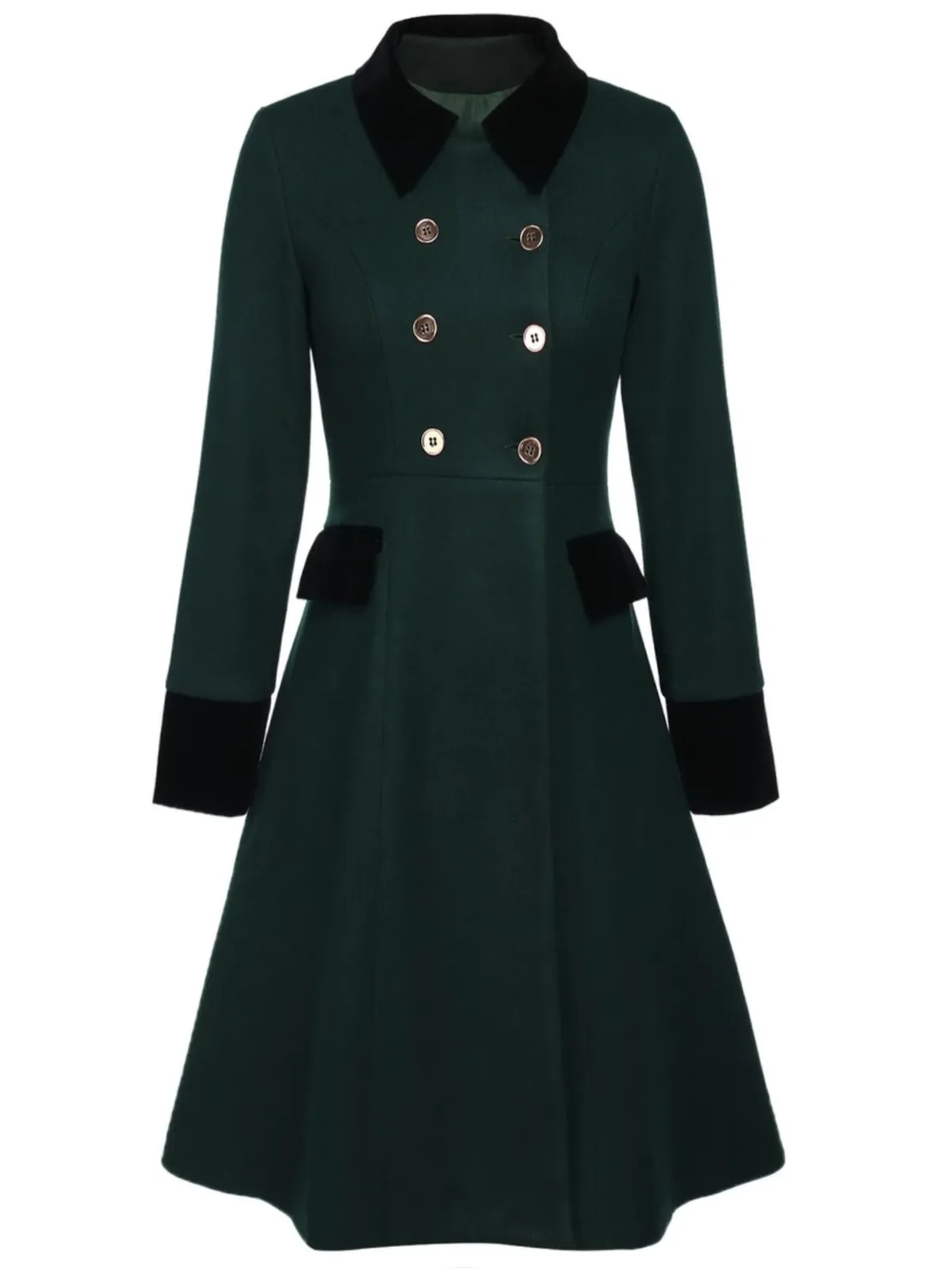 Red 1940s Solid Button Coat