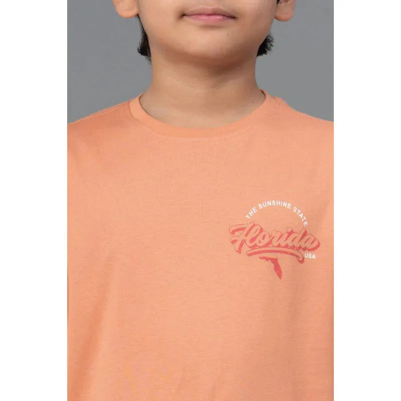 RedTape Unisex Kids T-Shirt- Best in Comfort| Cotton| Light Orange Colour| Regular look| Round Neck|