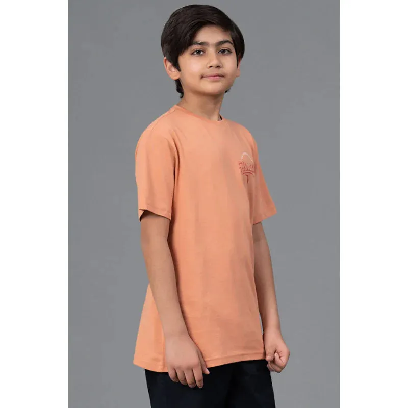 RedTape Unisex Kids T-Shirt- Best in Comfort| Cotton| Light Orange Colour| Regular look| Round Neck|