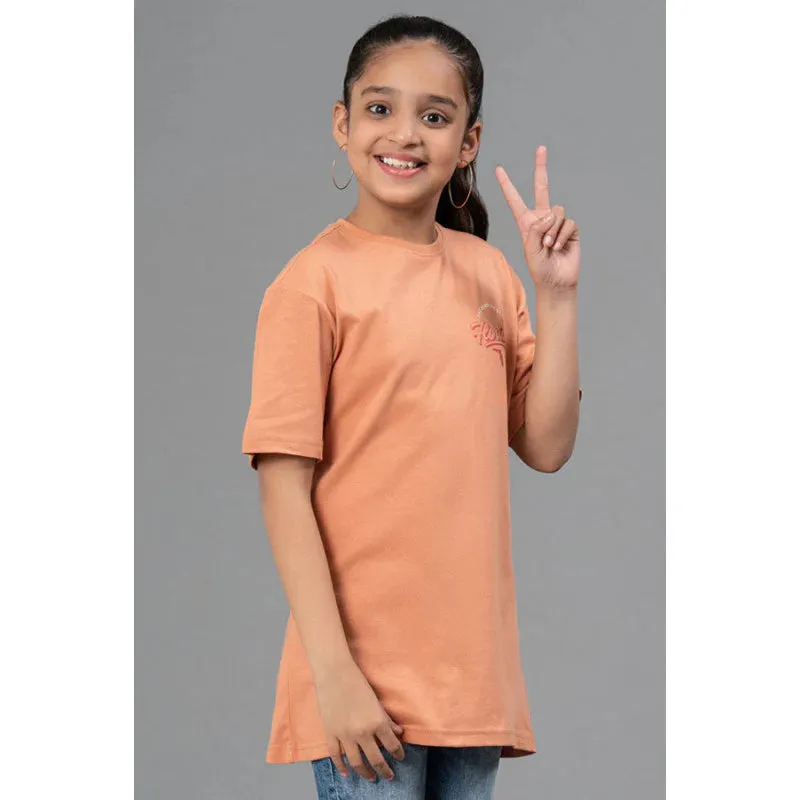 RedTape Unisex Kids T-Shirt- Best in Comfort| Cotton| Light Orange Colour| Regular look| Round Neck|