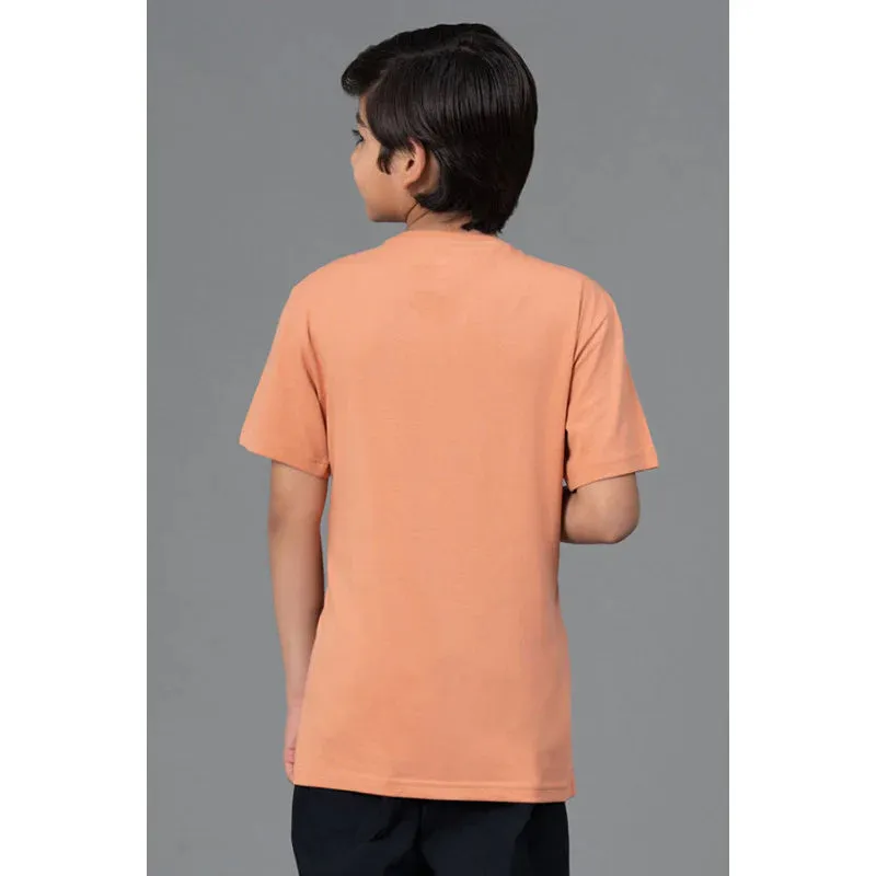 RedTape Unisex Kids T-Shirt- Best in Comfort| Cotton| Light Orange Colour| Regular look| Round Neck|