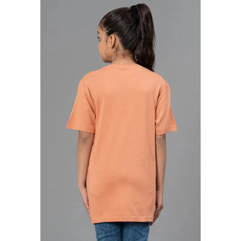 RedTape Unisex Kids T-Shirt- Best in Comfort| Cotton| Light Orange Colour| Regular look| Round Neck|