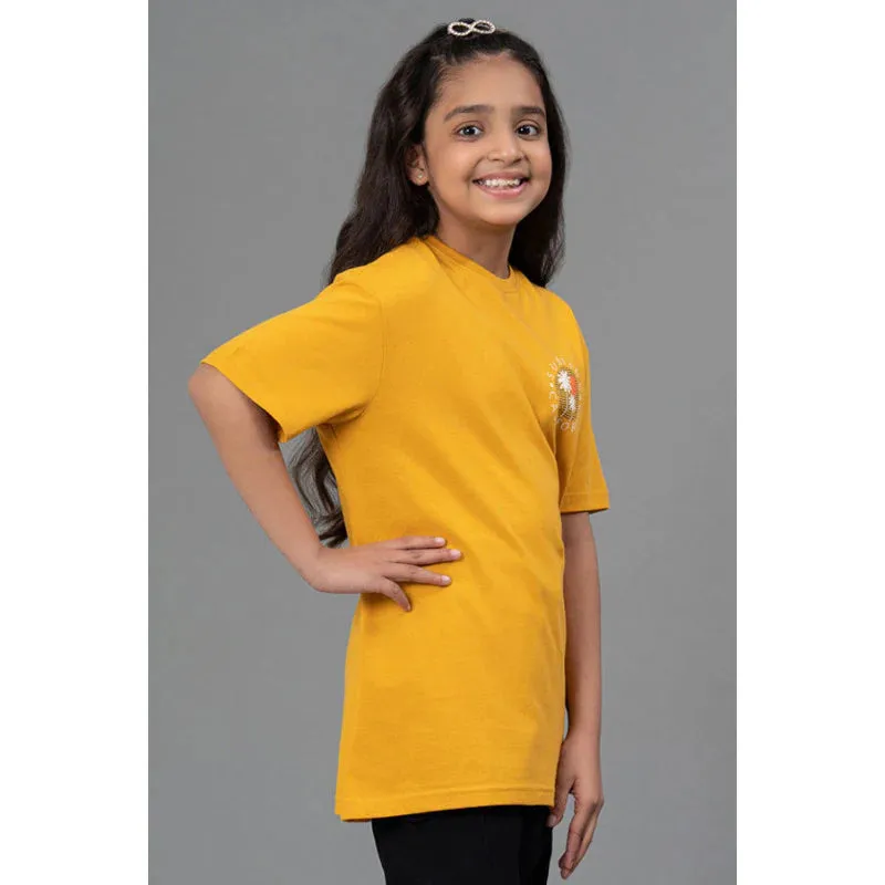 RedTape Unisex Kids T-Shirt- Best in Comfort| Cotton| Yellow Colour| Round Neck| Casual Look