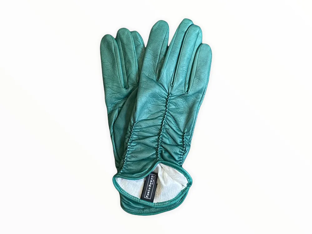 Renee - Women's Silk Lined Ruched Leather Gloves