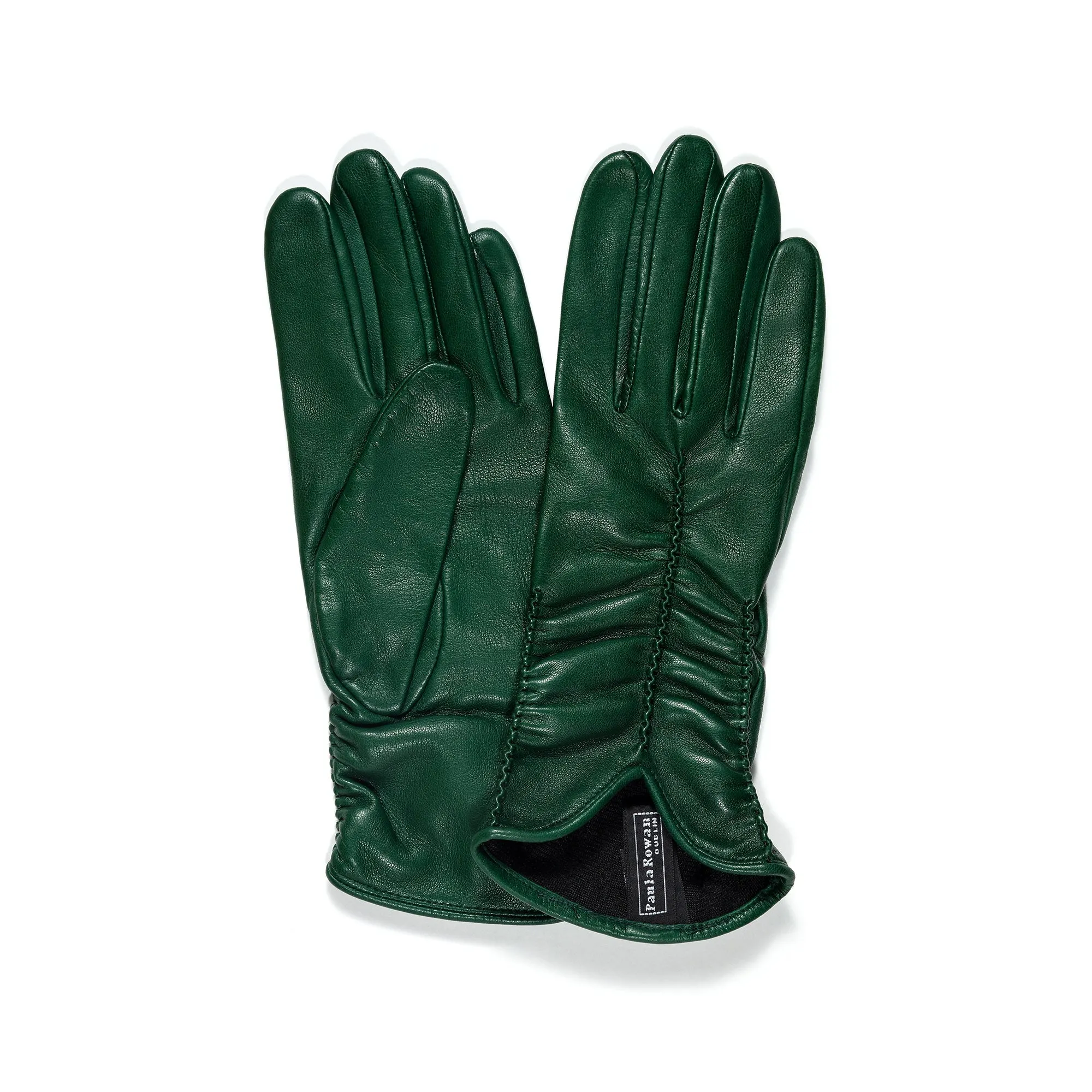 Renee - Women's Silk Lined Ruched Leather Gloves