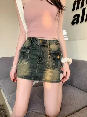 Retro Street Denim Casual Mini Skirt