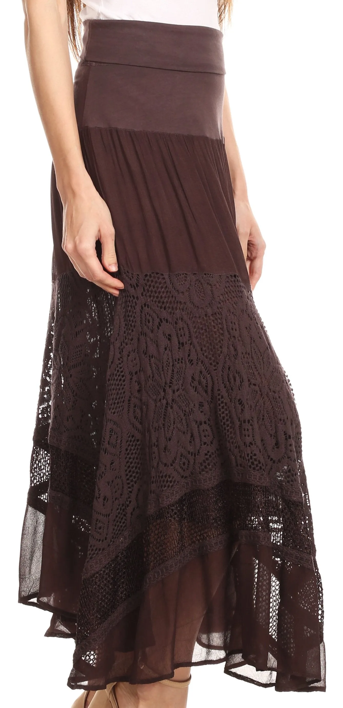 Sakkas Collina Boho Gypsy Dance Casual Lace Skirt Santorini Travel Summer