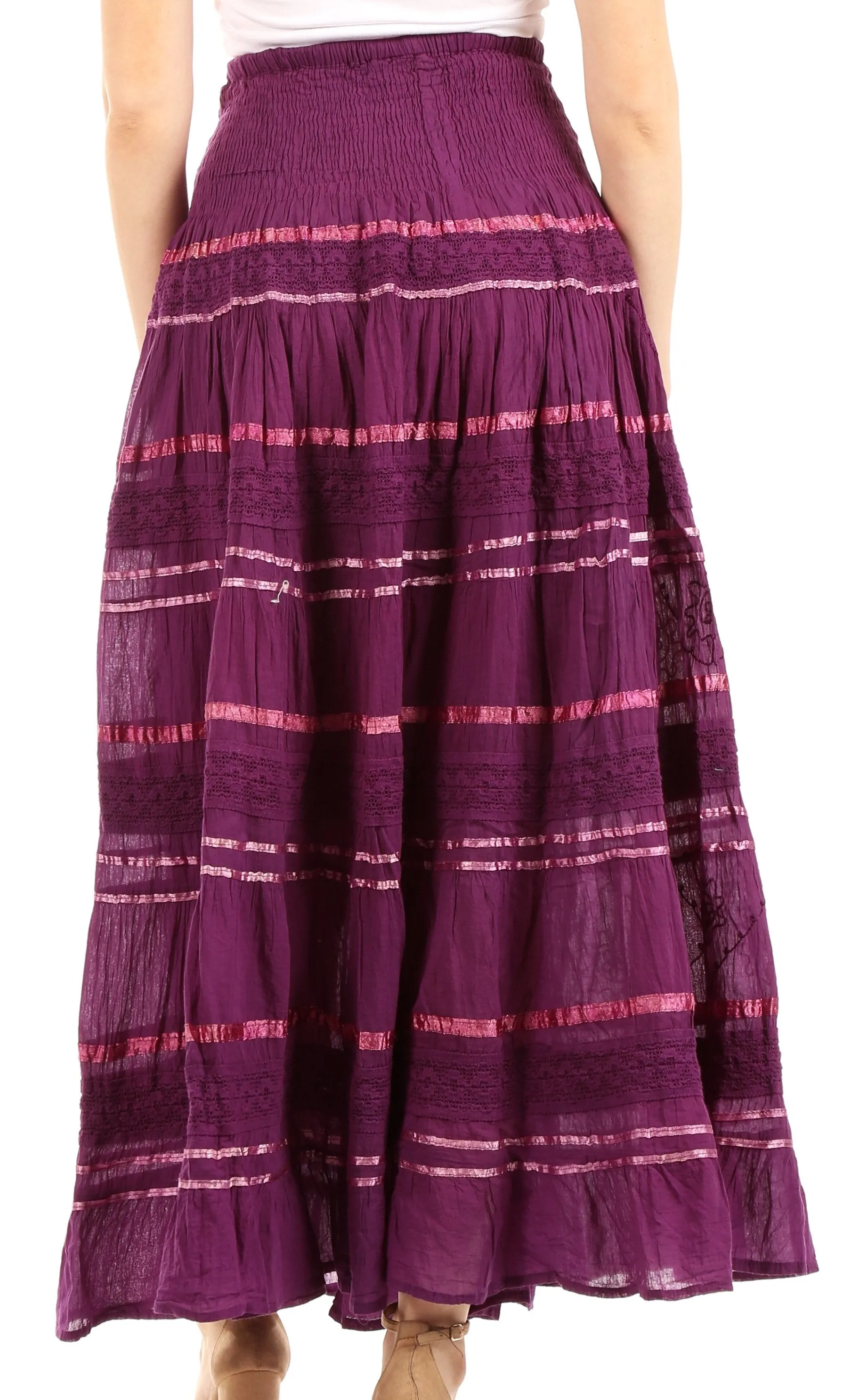 Sakkas Lace and Ribbon Peasant Boho Skirt