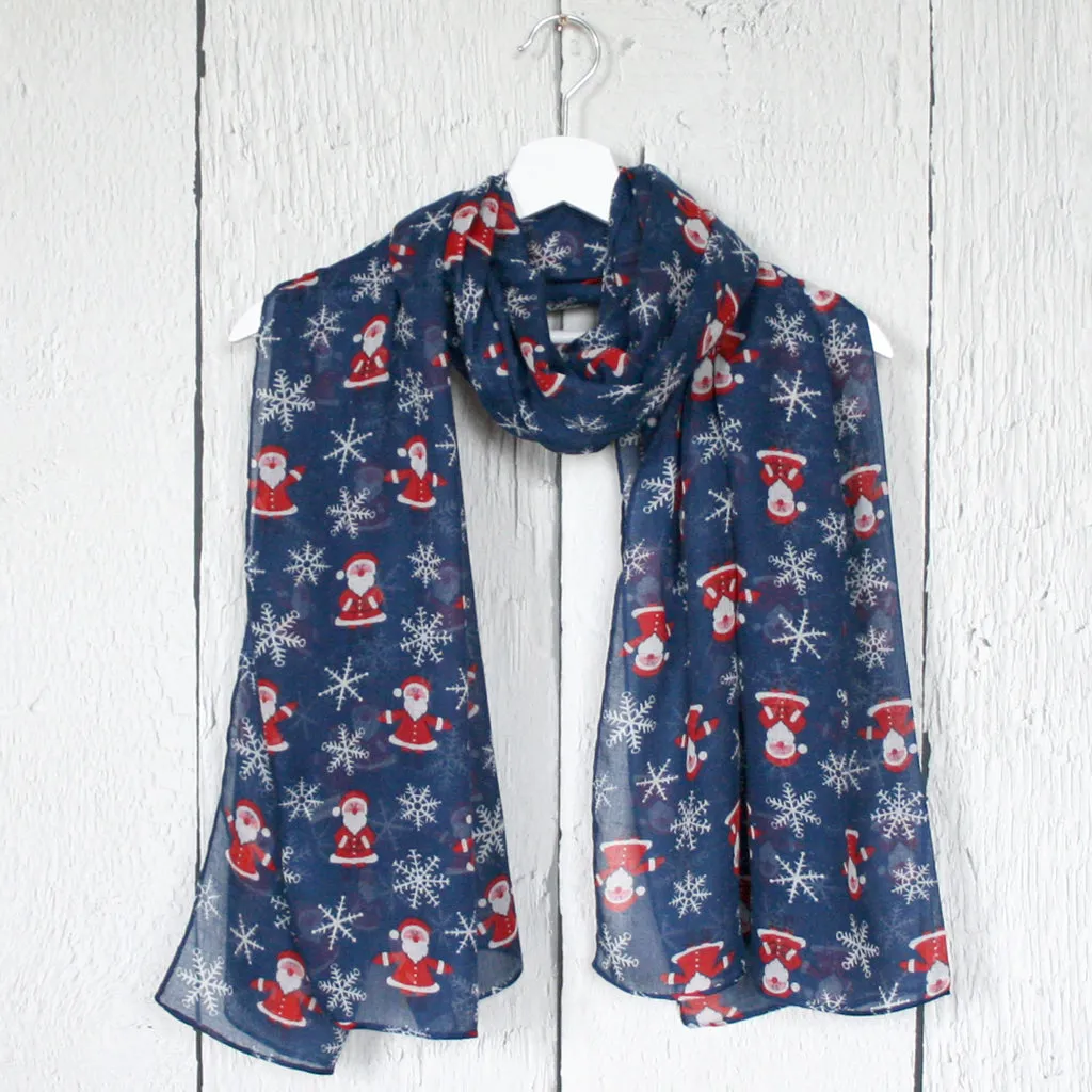 Santa Print Christmas Scarf