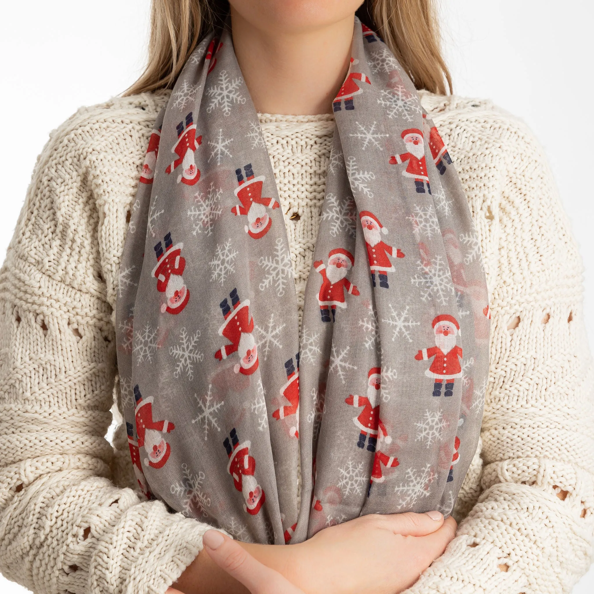 Santa Print Christmas Scarf