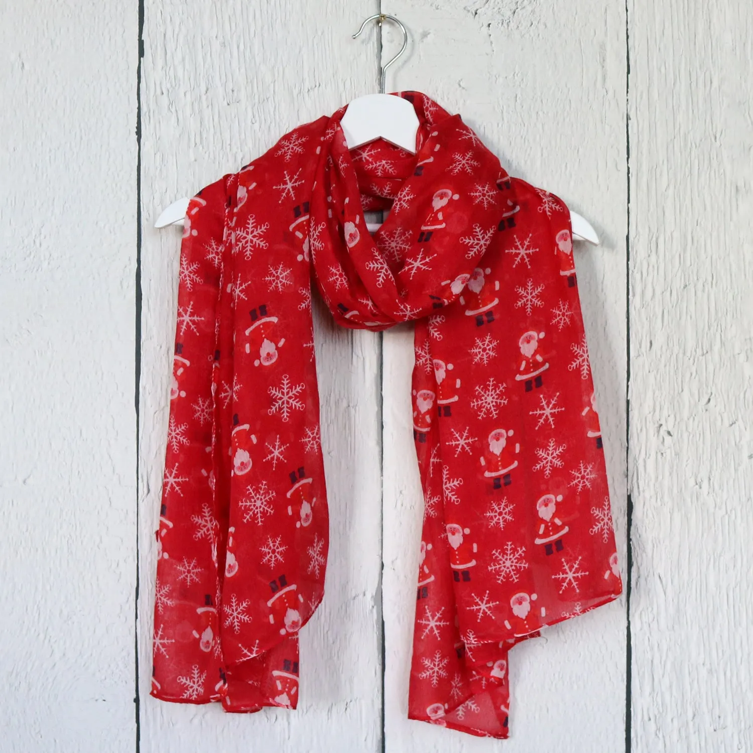 Santa Print Christmas Scarf