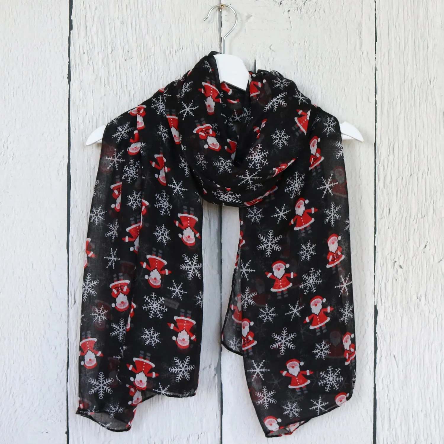 Santa Print Christmas Scarf