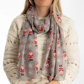 Santa Print Christmas Scarf