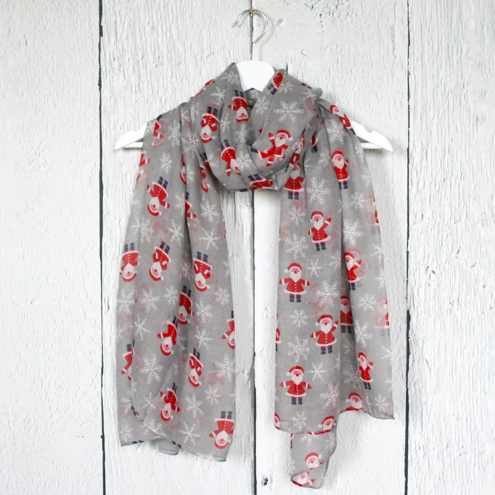 Santa Print Christmas Scarf