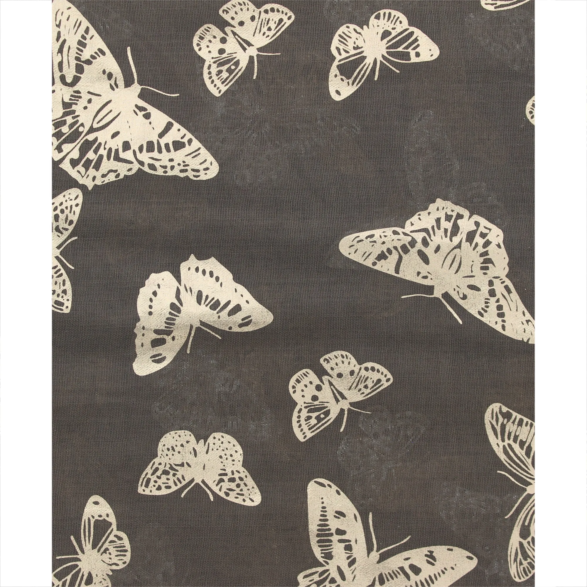 Scarf with Large Gold Foil Butterflies