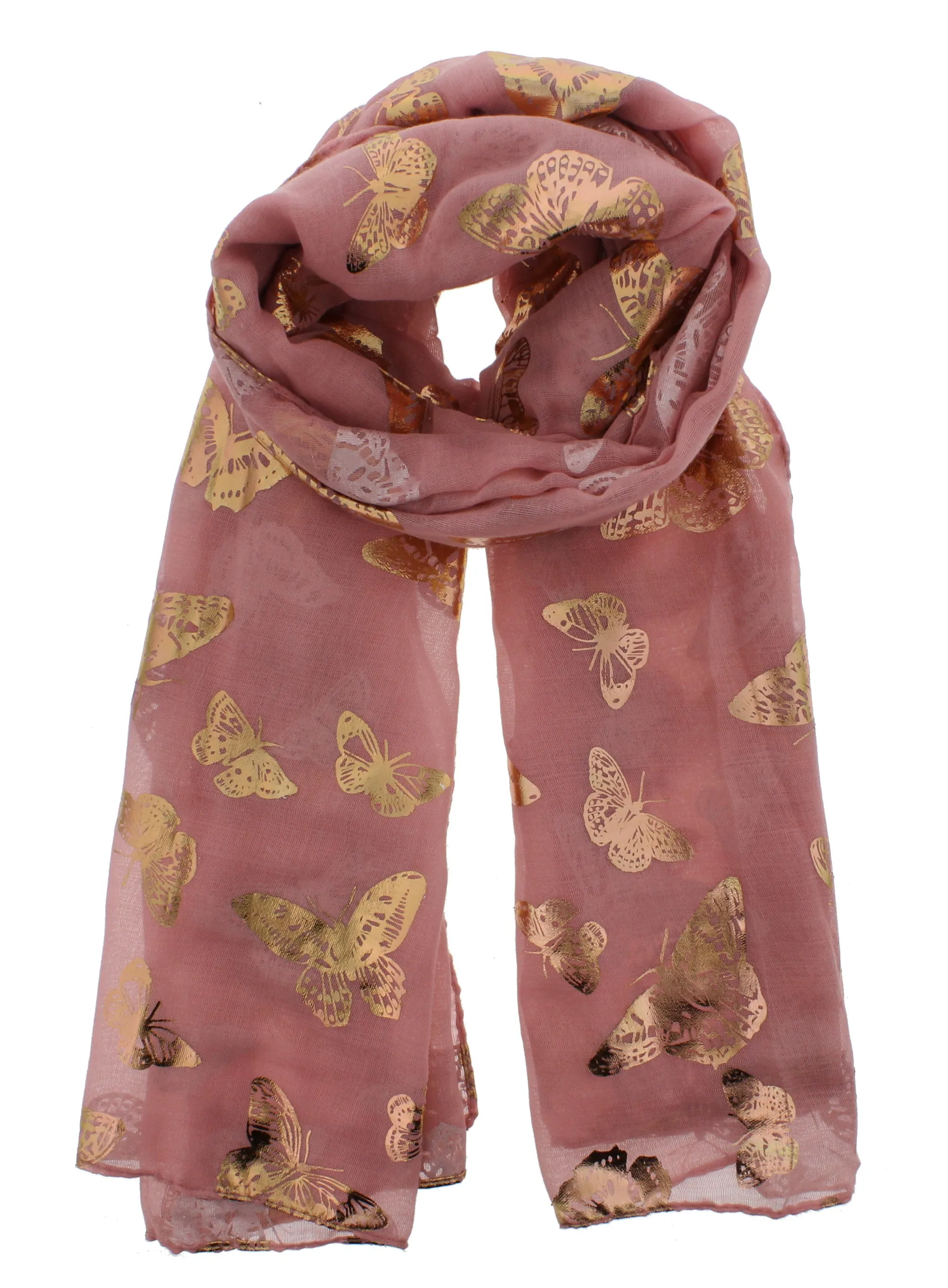 Scarf with Large Gold Foil Butterflies