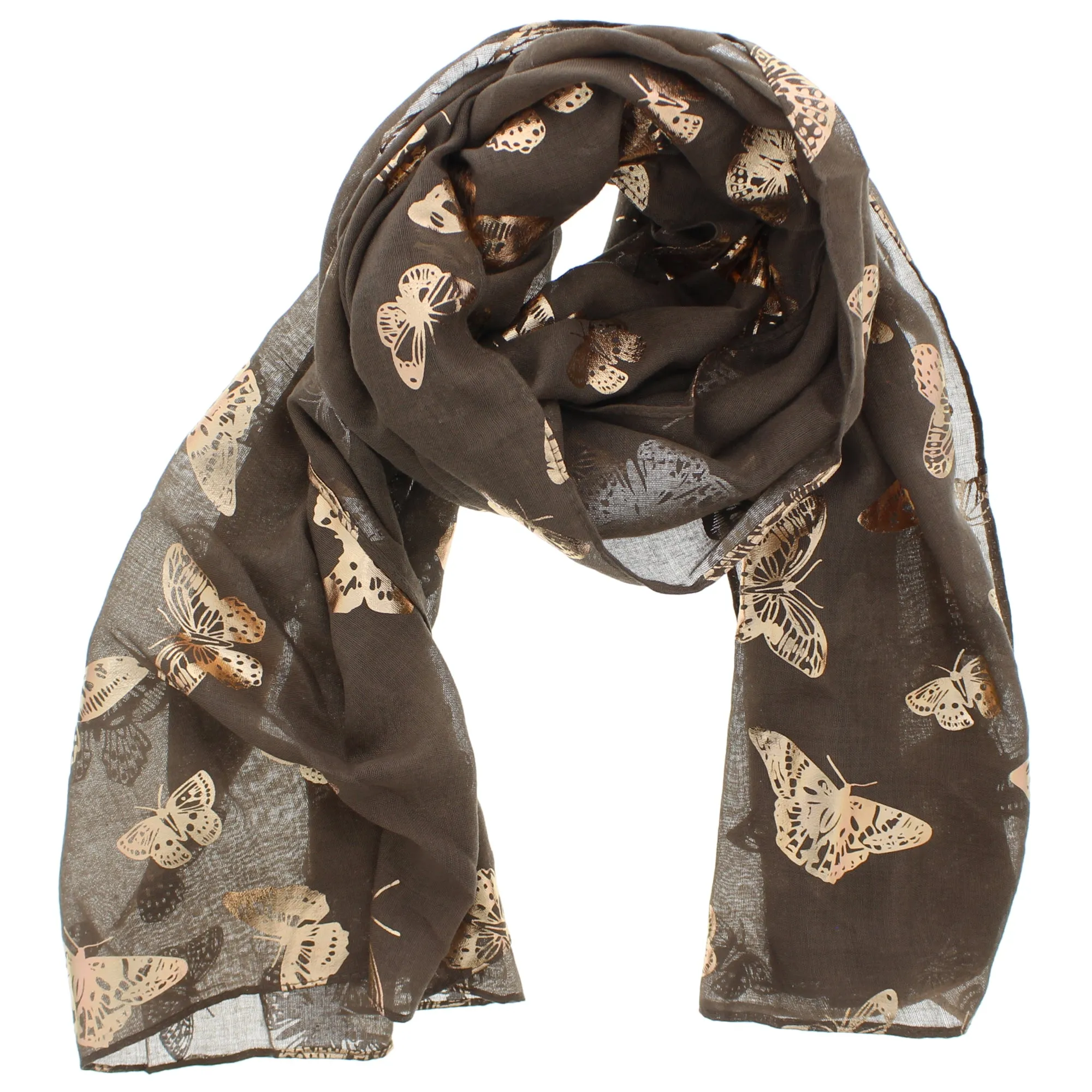 Scarf with Large Gold Foil Butterflies