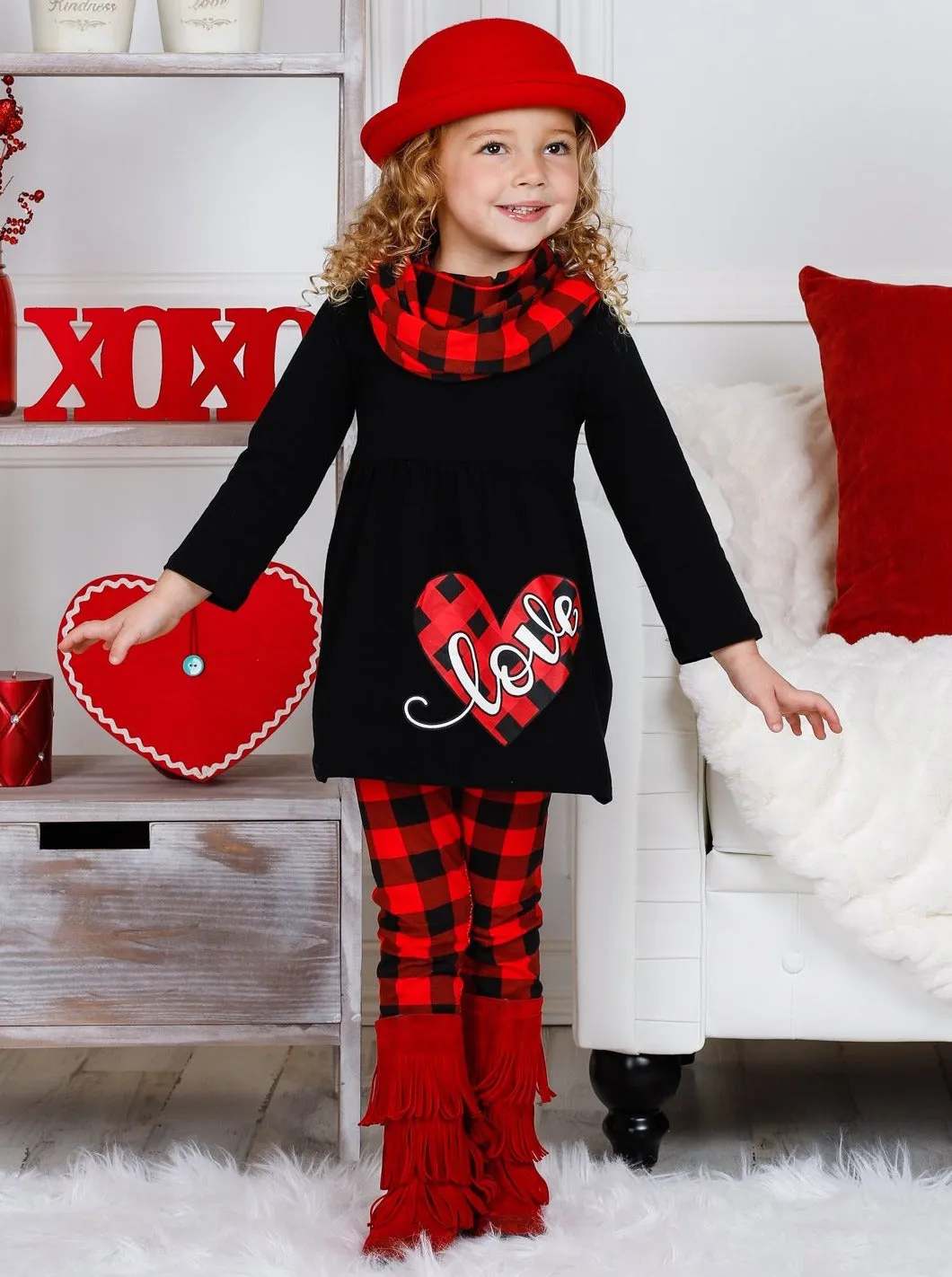 Sending Her Love Heart Tunic, Scarf and Legging Set