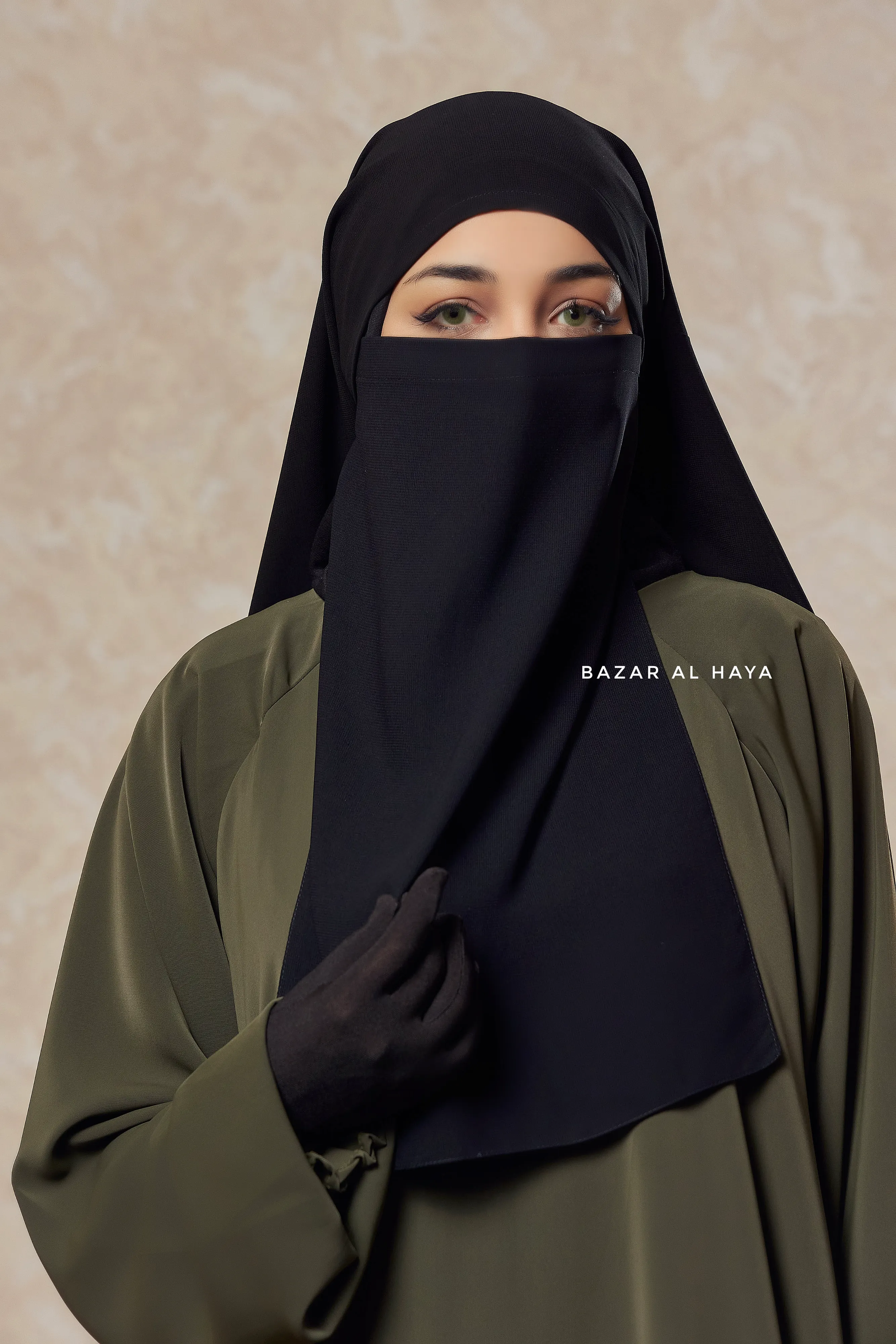 Single Half Black Niqab - Super Breathable Veil