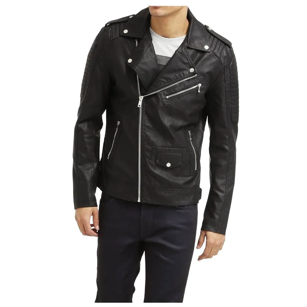 Slim Fit Motorcycle Black Leather jacket