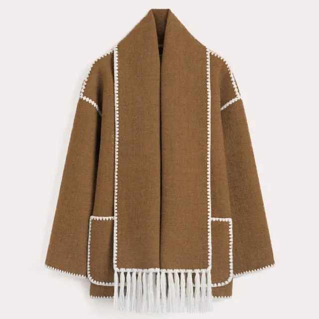 Tassel Scarf Collar Jacket - Final Sale