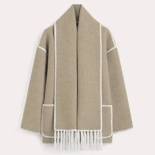 Tassel Scarf Collar Jacket - Final Sale