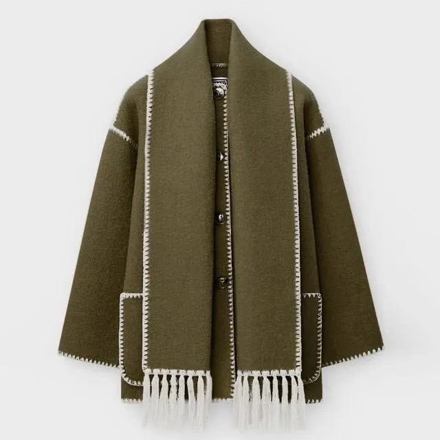 Tassel Scarf Collar Jacket - Final Sale