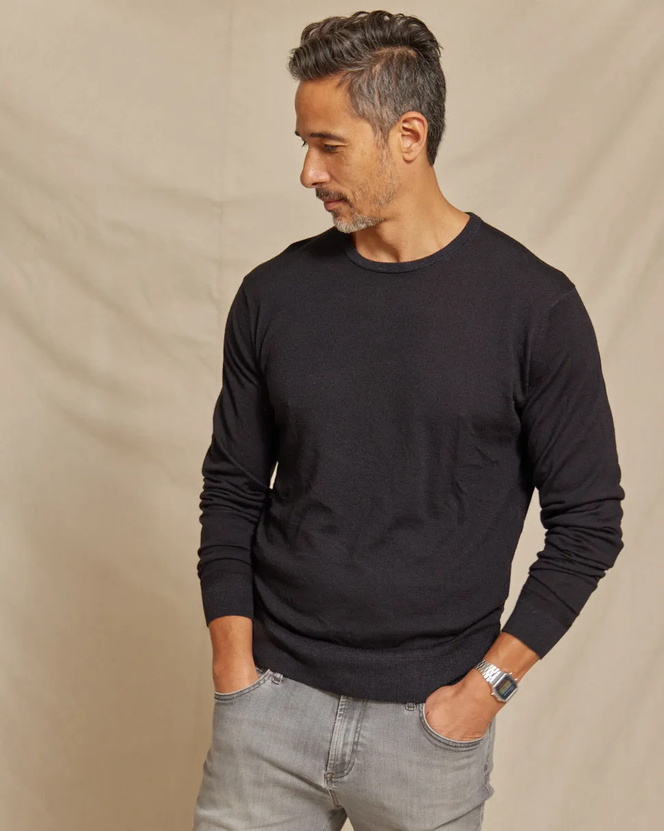 The Banks - LS Lightweight MERINOmax Crew Neck Sweater - Black