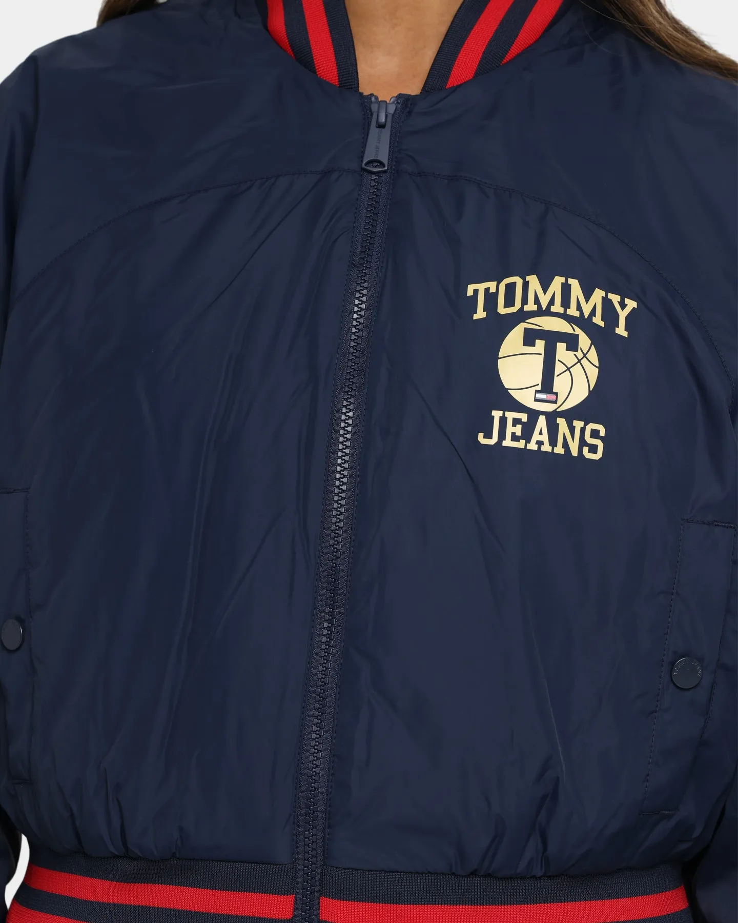 Tommy Jeans Women's Detachable Hood Bomber Jacket Twilight Navy