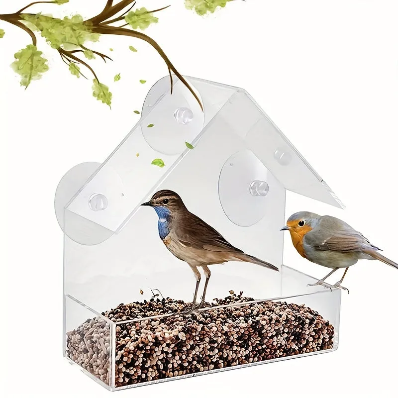 Transparent Acrylic Hanging Feeder Outdoor Birdhouse for Garden Viewing