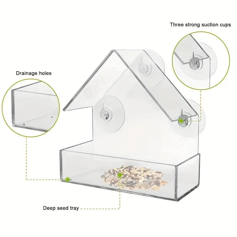 Transparent Acrylic Hanging Feeder Outdoor Birdhouse for Garden Viewing