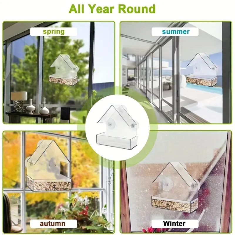 Transparent Acrylic Hanging Feeder Outdoor Birdhouse for Garden Viewing