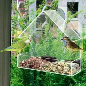 Transparent Acrylic Hanging Feeder Outdoor Birdhouse for Garden Viewing