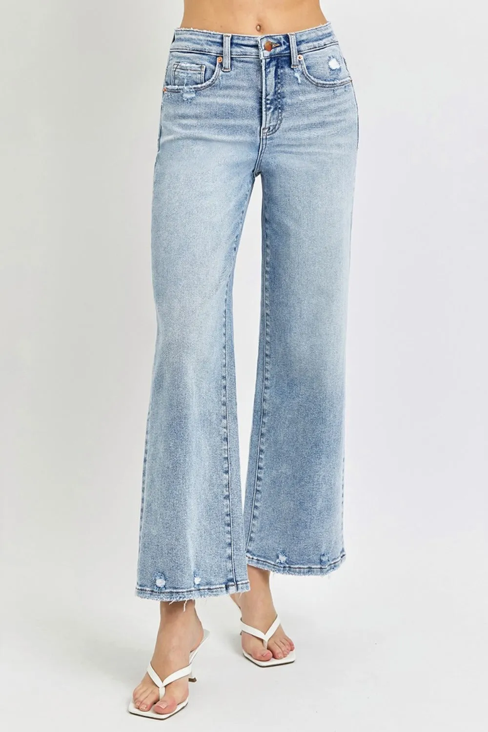 Tummy Control High Rise Crop Wide Leg Jeans by Risen