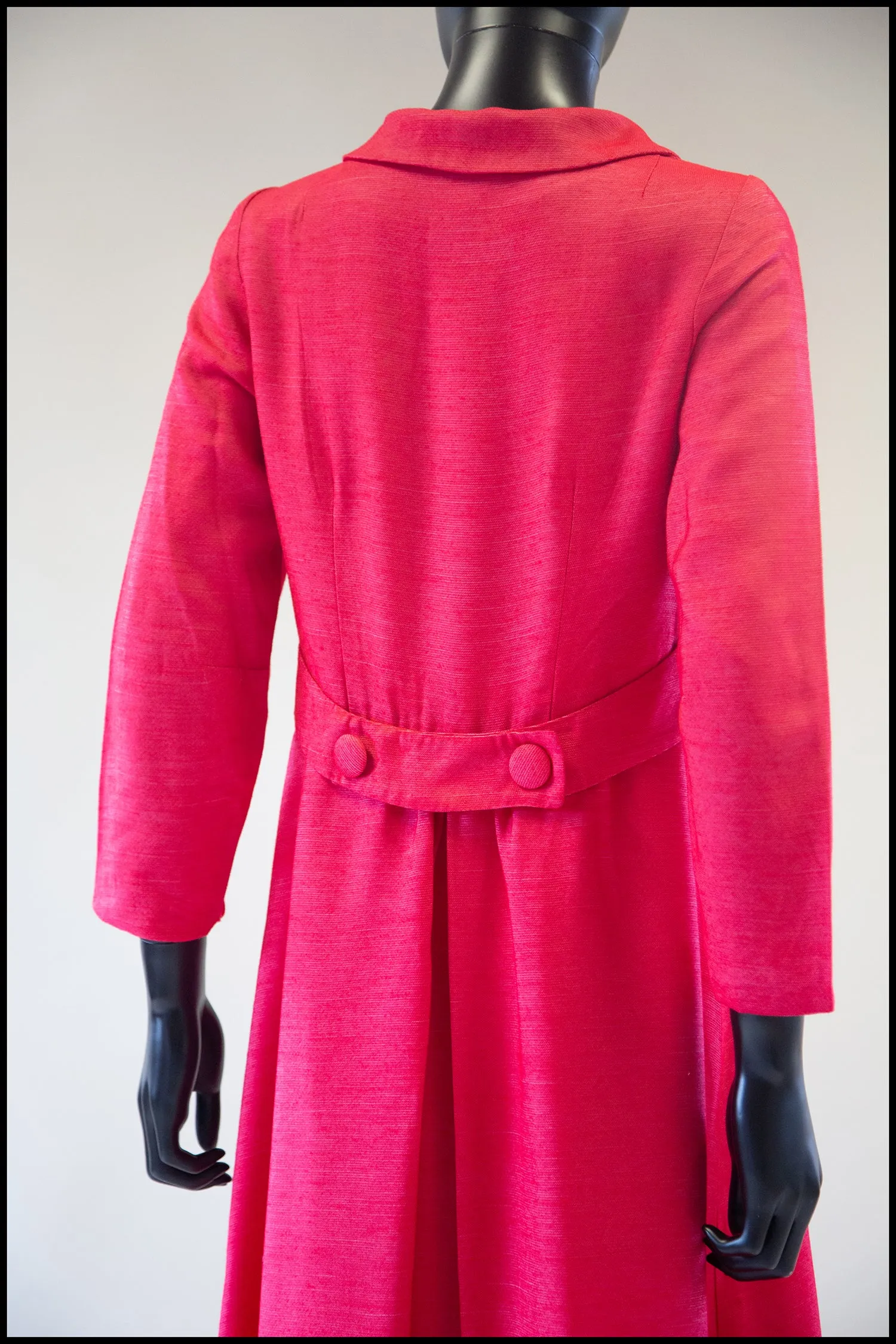 Vintage 1960s Raspberry Pink Silk Maxi Coat