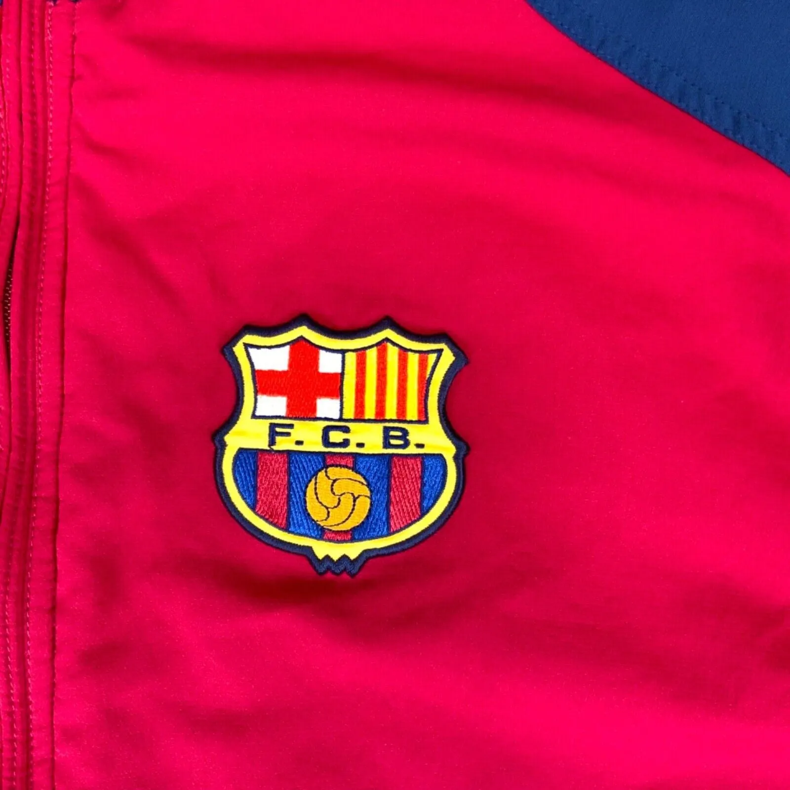 Vintage 90s 00s Red Blue Nike F.C. Barcelona Track Jacket XL