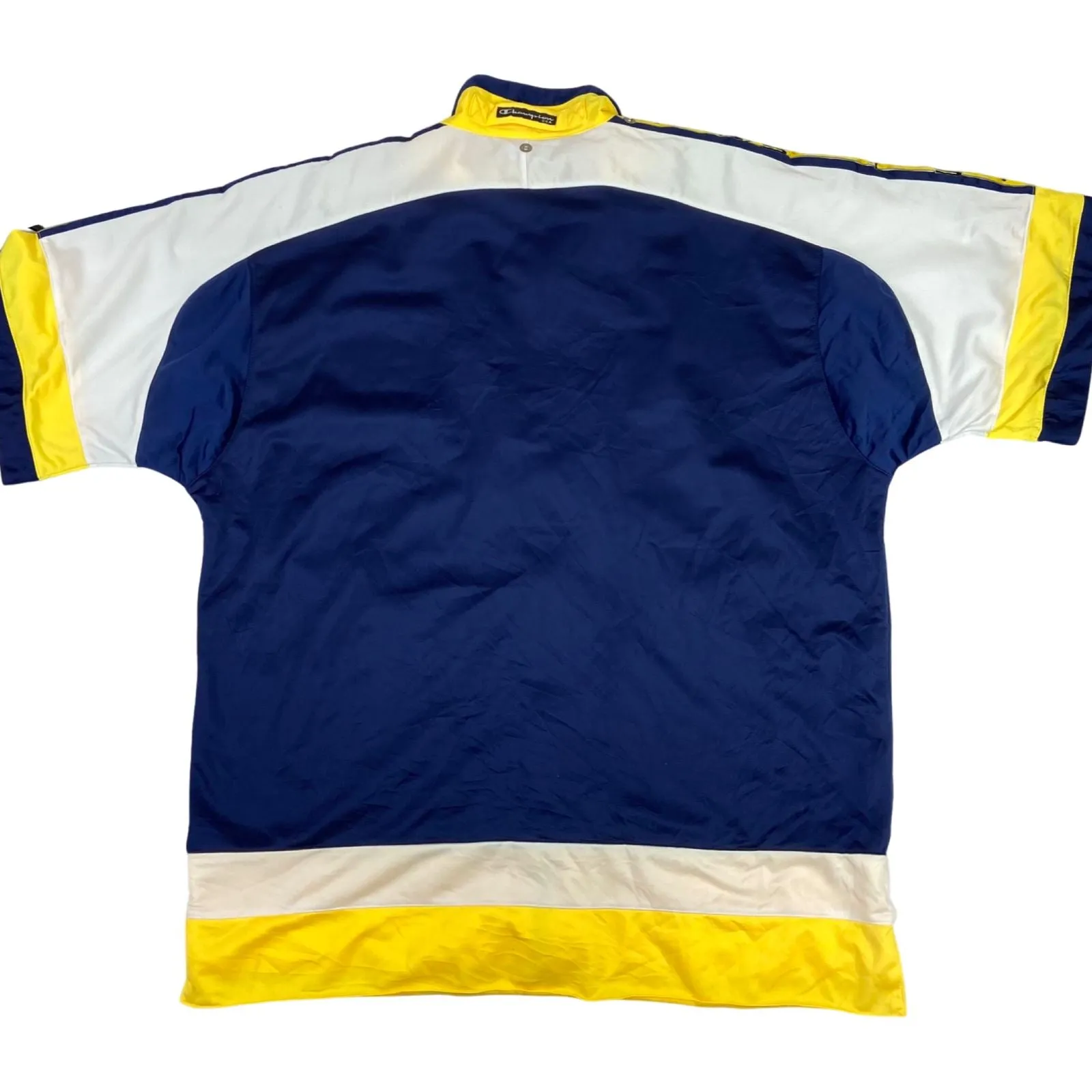 Vintage Nineties Blue, Yellow & White Champion Short Sleeve Track Jacket XXL