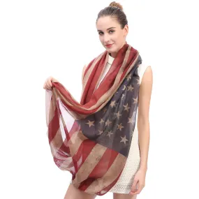 Vintage USA Flag Star Stripe Printed Infinity Loop Scarf / Women's Gift Accessories Fashion