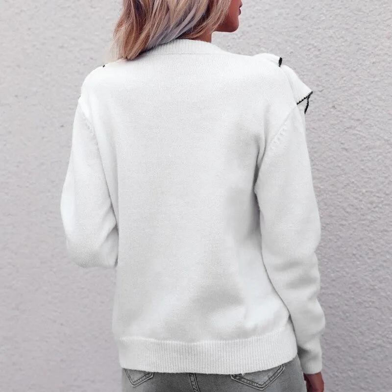 Vintage White Sweater Womens Pullover