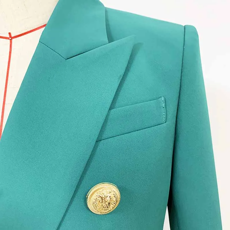 Women Coats Teal Jacket Long Sleeves Blazer Breasted Coat