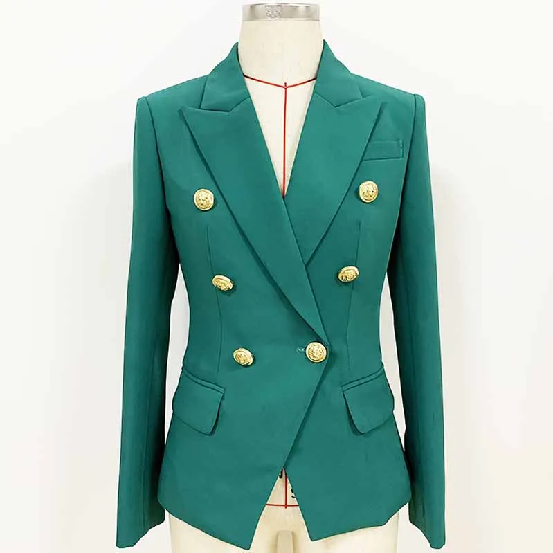 Women Coats Teal Jacket Long Sleeves Blazer Breasted Coat